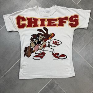 VTG 1998 KC Chiefs Taz Looney Tunes NFL Shirt Adult S Youth XL Distressed
